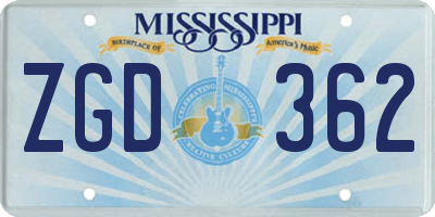 MS license plate ZGD362