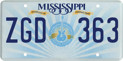 MS license plate ZGD363