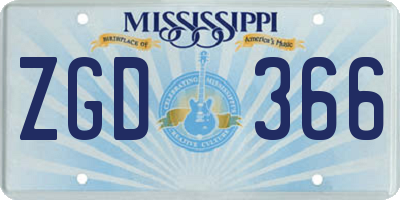 MS license plate ZGD366