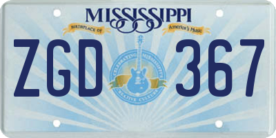 MS license plate ZGD367