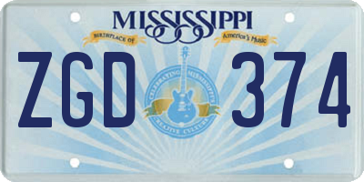MS license plate ZGD374
