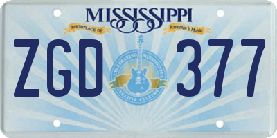 MS license plate ZGD377
