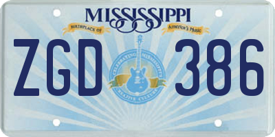 MS license plate ZGD386
