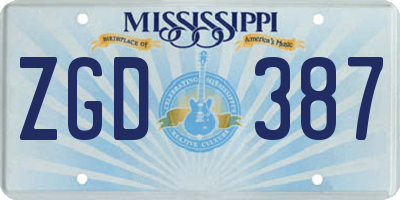 MS license plate ZGD387