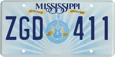 MS license plate ZGD411