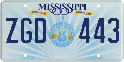 MS license plate ZGD443