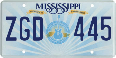 MS license plate ZGD445