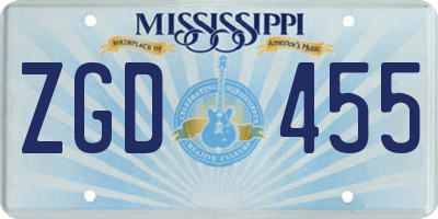 MS license plate ZGD455