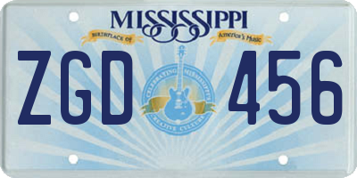 MS license plate ZGD456