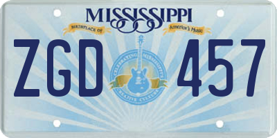 MS license plate ZGD457