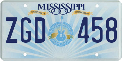 MS license plate ZGD458