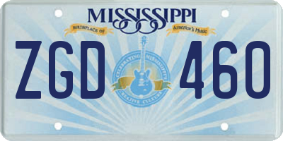 MS license plate ZGD460