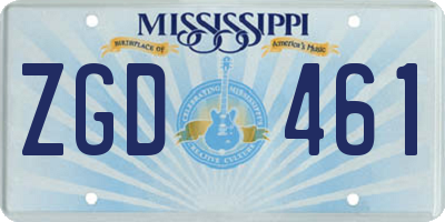 MS license plate ZGD461