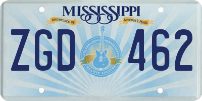MS license plate ZGD462