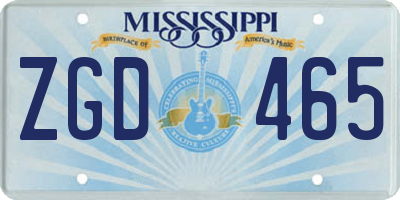 MS license plate ZGD465