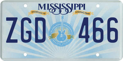MS license plate ZGD466