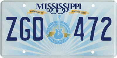 MS license plate ZGD472