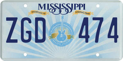 MS license plate ZGD474