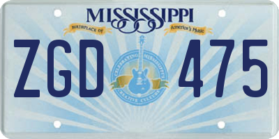 MS license plate ZGD475