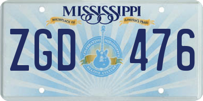 MS license plate ZGD476