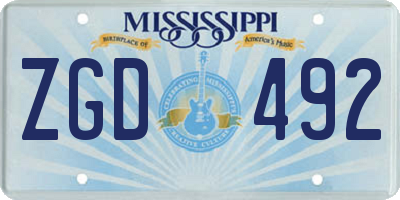 MS license plate ZGD492