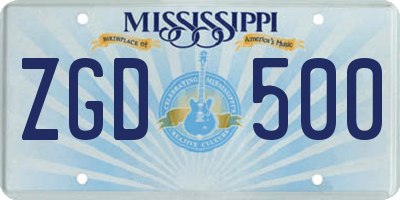 MS license plate ZGD500