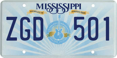 MS license plate ZGD501