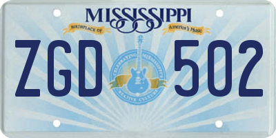 MS license plate ZGD502