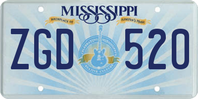 MS license plate ZGD520