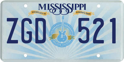 MS license plate ZGD521