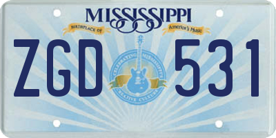 MS license plate ZGD531