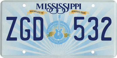 MS license plate ZGD532