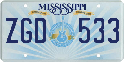 MS license plate ZGD533