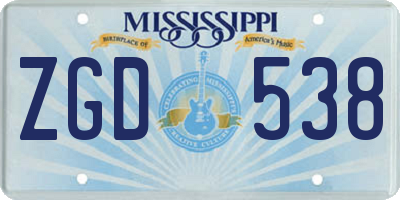 MS license plate ZGD538