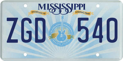 MS license plate ZGD540