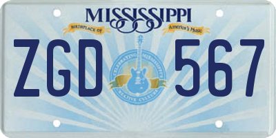 MS license plate ZGD567