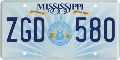 MS license plate ZGD580