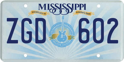 MS license plate ZGD602