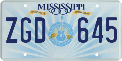 MS license plate ZGD645