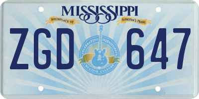 MS license plate ZGD647