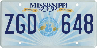 MS license plate ZGD648