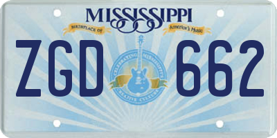 MS license plate ZGD662