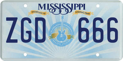 MS license plate ZGD666