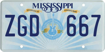 MS license plate ZGD667