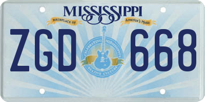 MS license plate ZGD668