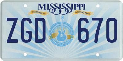 MS license plate ZGD670