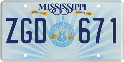 MS license plate ZGD671