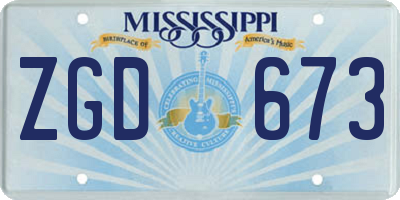 MS license plate ZGD673