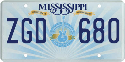MS license plate ZGD680
