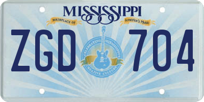 MS license plate ZGD704